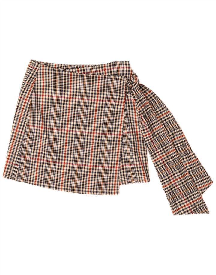 HAVEONE Jupe Portefeuille Femme Medium W28 Polyester à Carreaux Multicolore