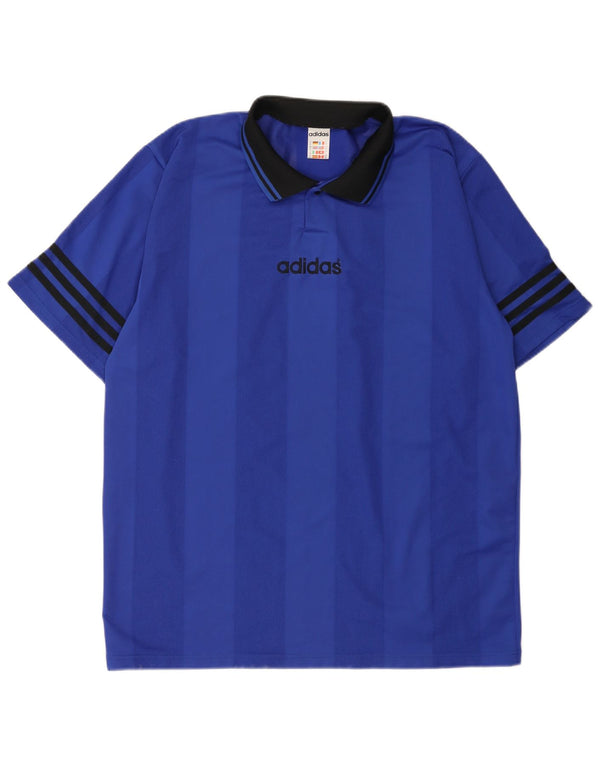 Adidas Polo Homme XL Bleu Rayé Polyester