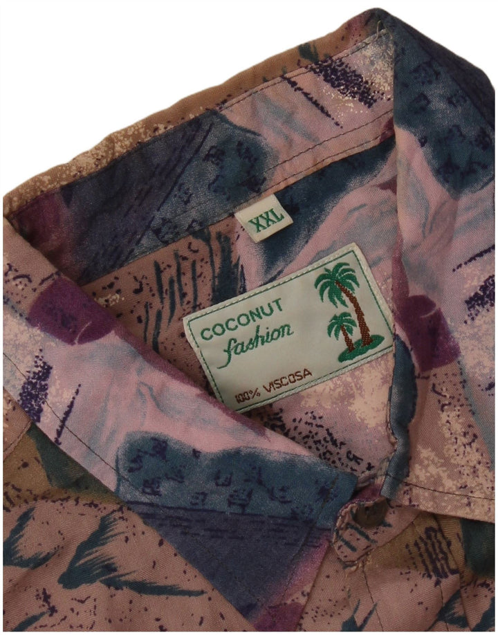 Chemise à manches courtes pour hommes à motif abstrait en noix de coco 2XL violet tropical