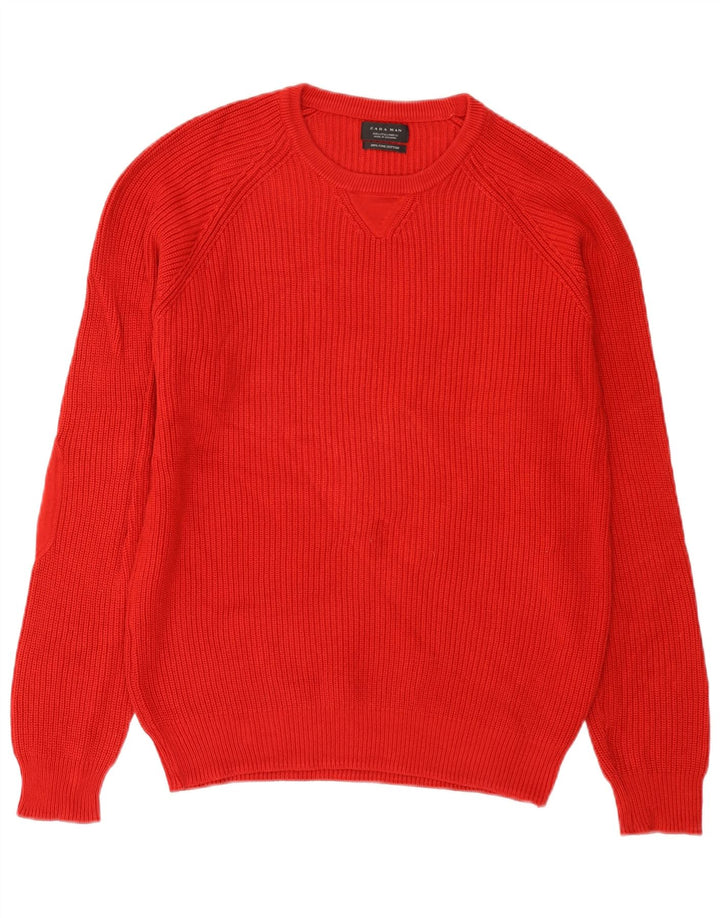 Zara Homme Pull Col Bateau Large Rouge Coton