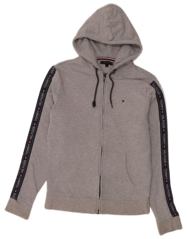 Tommy Hilfiger Sweat à Capuche Graphique Zippé Homme Gris Moyen Colourblock