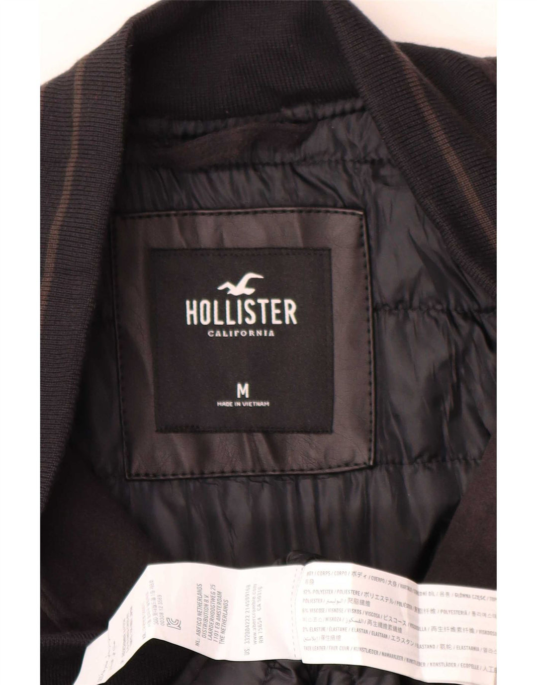 Hollister Veste Varsity graphique pour hommes UK 38 Medium Noir Polyester