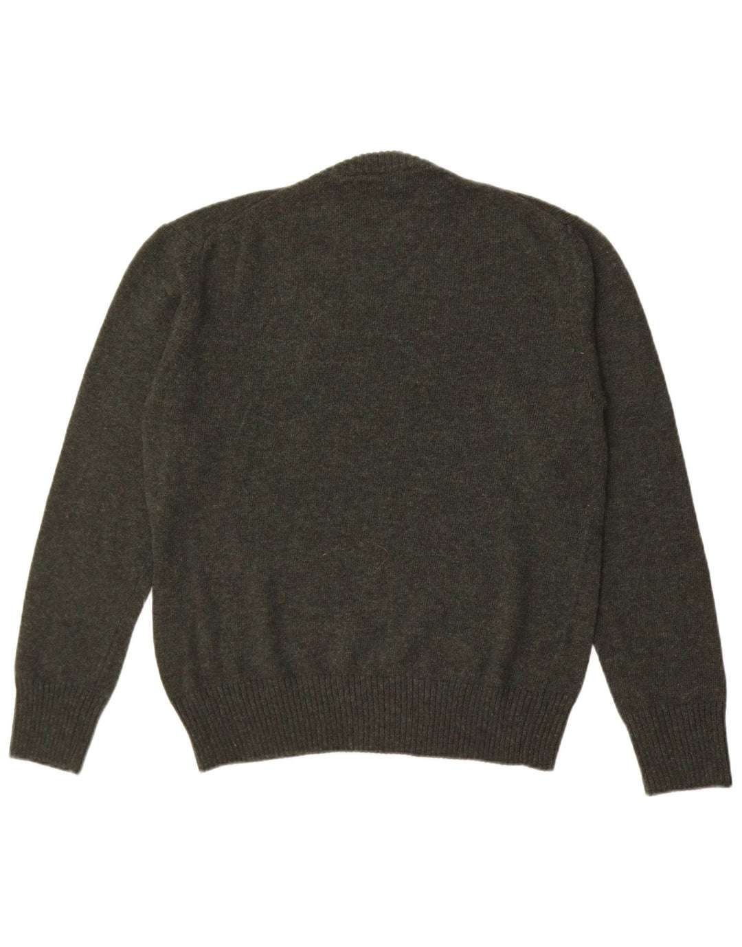 vintage Mens Crew Neck Jumper Pull Moyen Kaki Laine