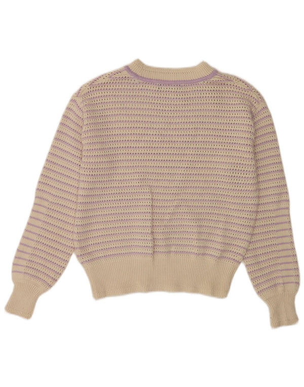 Marks & Spencer Pull col bateau pour femme UK 6 XS Beige rayé