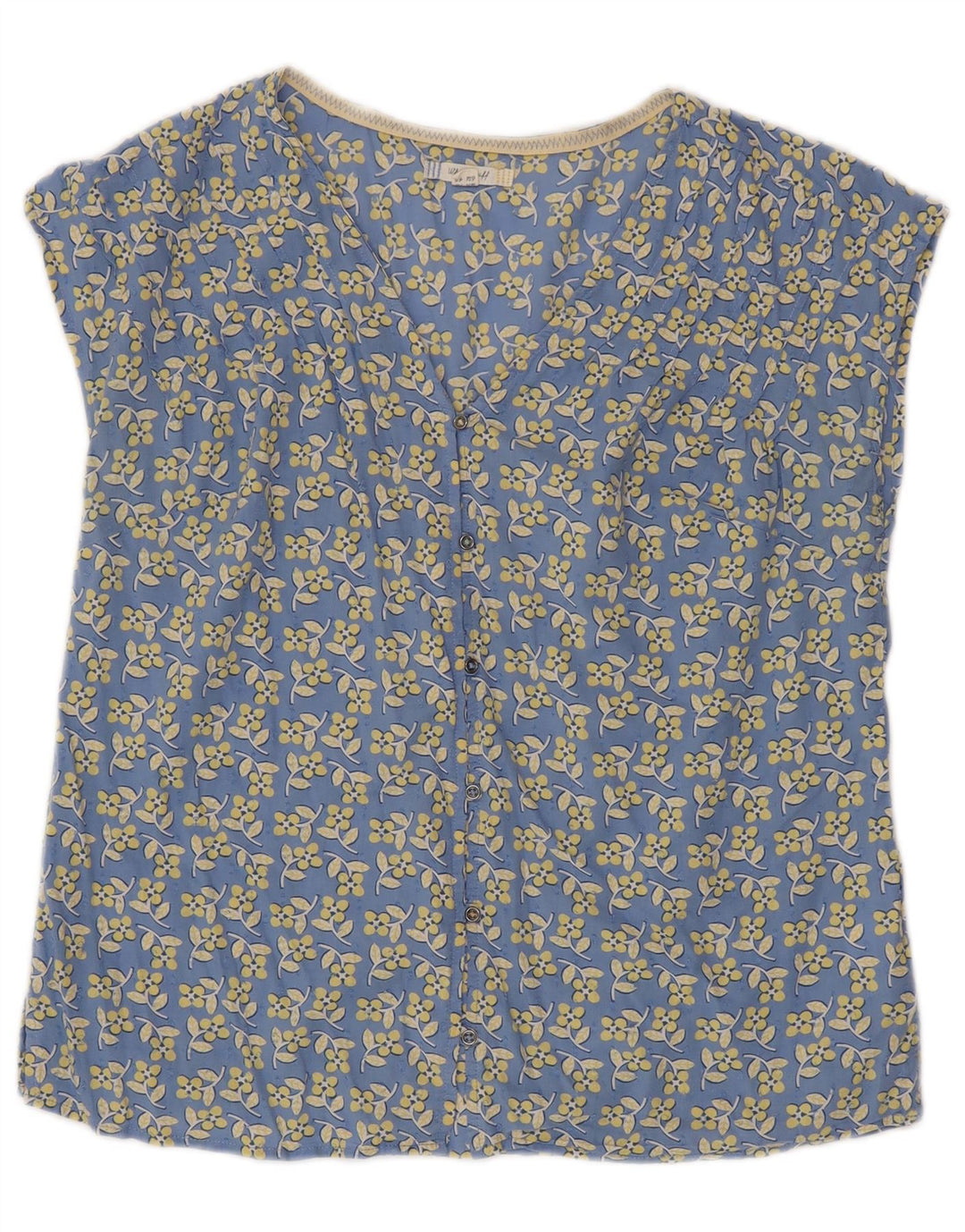 White Stuff Chemisier à manches courtes pour femme UK 42 Bleu moyen floral