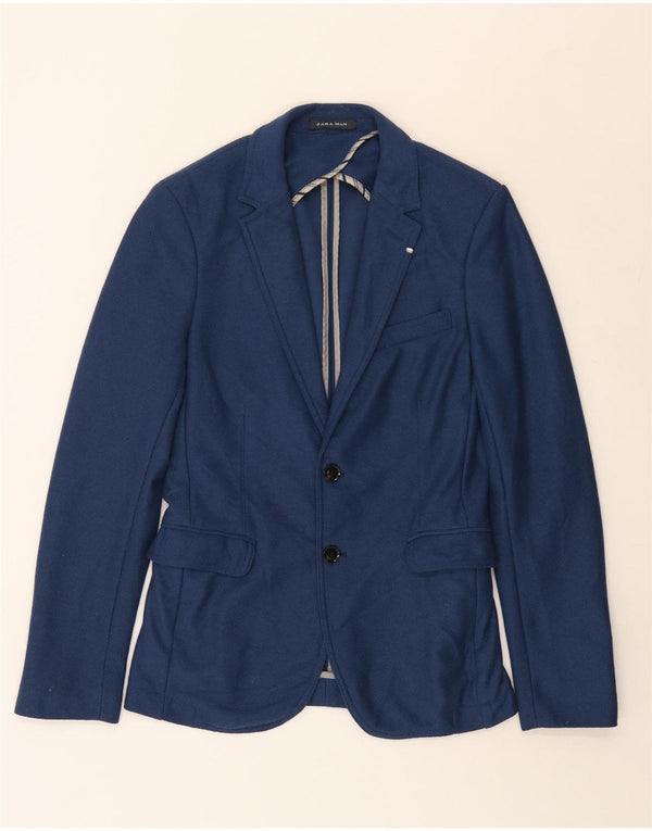 Zara Veste blazer à 2 boutons pour homme UK 34 XS Bleu marine Polyester