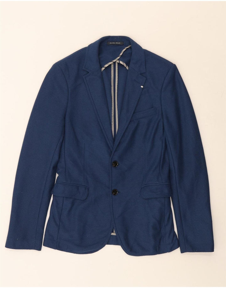 Zara Veste blazer à 2 boutons pour homme UK 34 XS Bleu marine Polyester