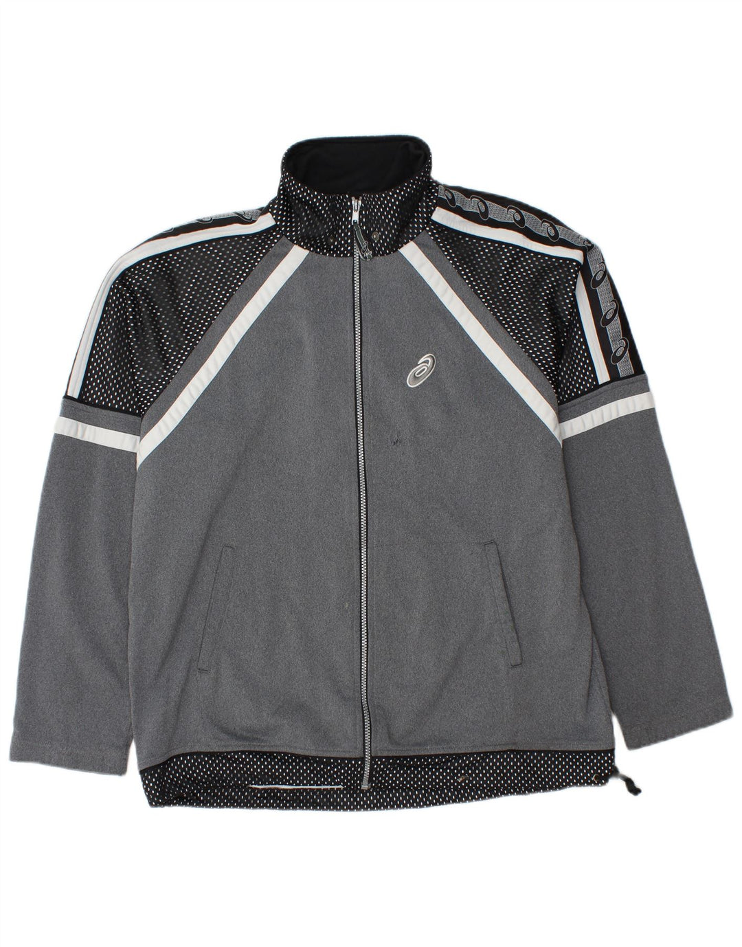 Asics Veste de survêtement graphique pour hommes, grand, gris à pois