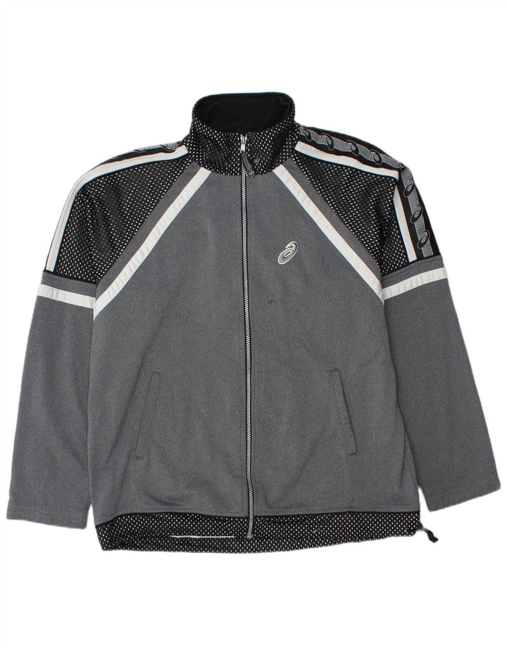 Asics Veste de survêtement graphique pour hommes, grand, gris à pois