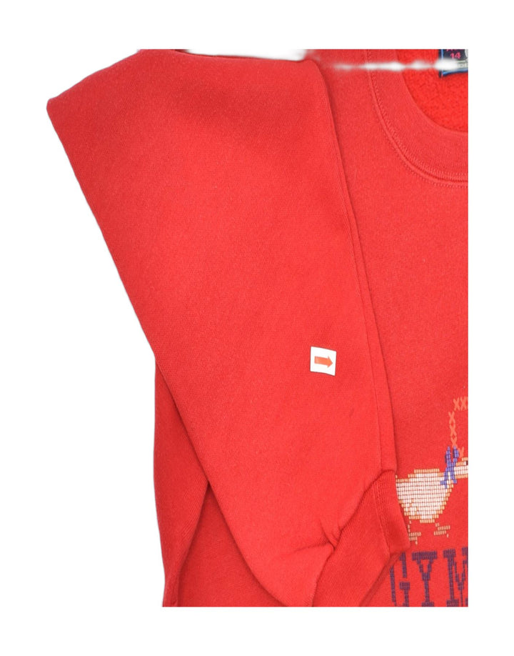 VINTAGE Girls Graphic Sweatshirt Jumper 13-14 Years Red Cotton | Vintage | Thrift | Second-Hand | Used Clothing | Messina Hembry 