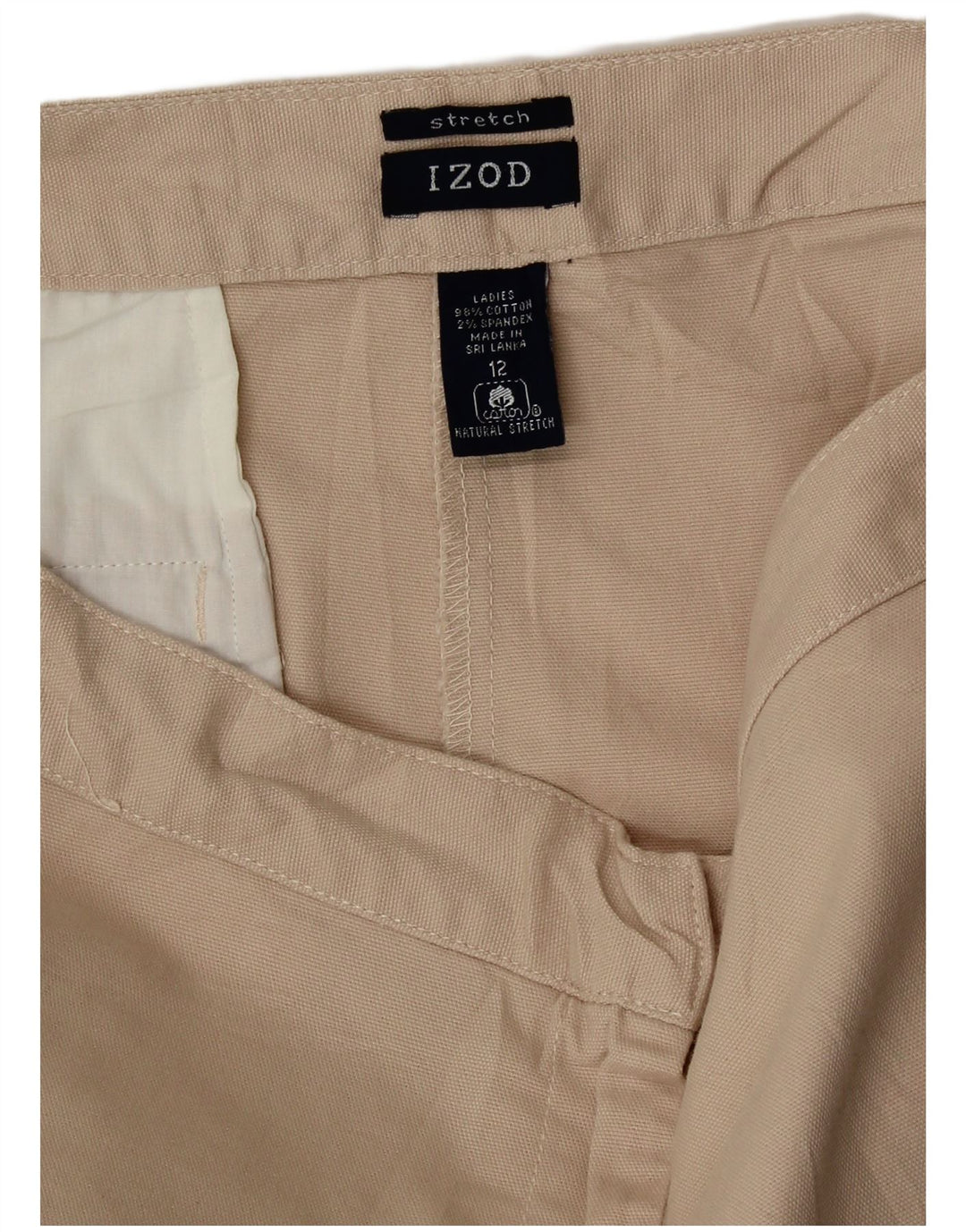 IZOD Short Chino Femme US 12 Large W34 Coton Beige