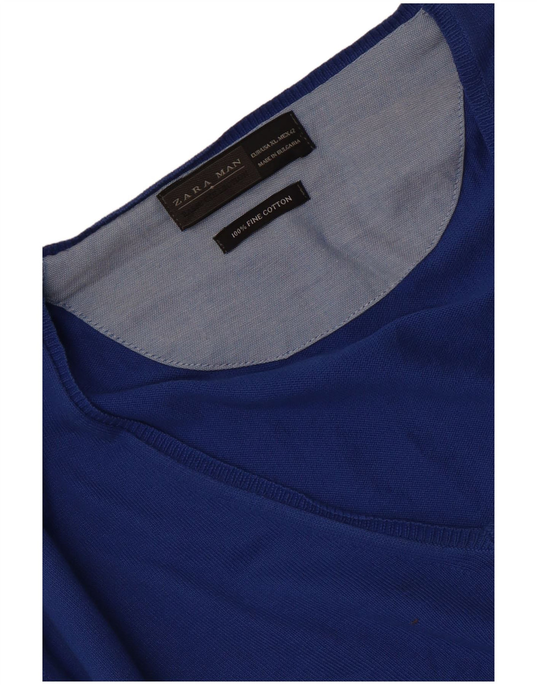 Zara Pull Col V Homme XL Bleu Coton