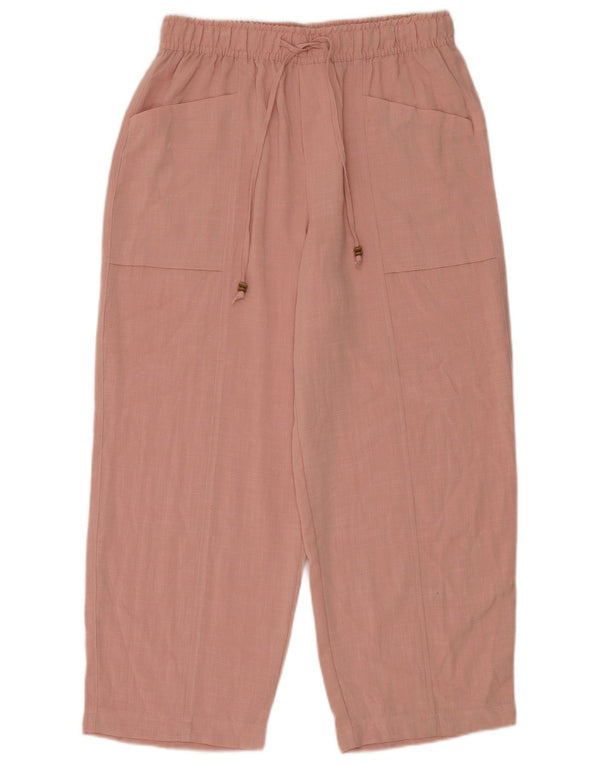 Zara Womens Loose Fit Cropped Trousers Medium W30 L26 Pink Viscose