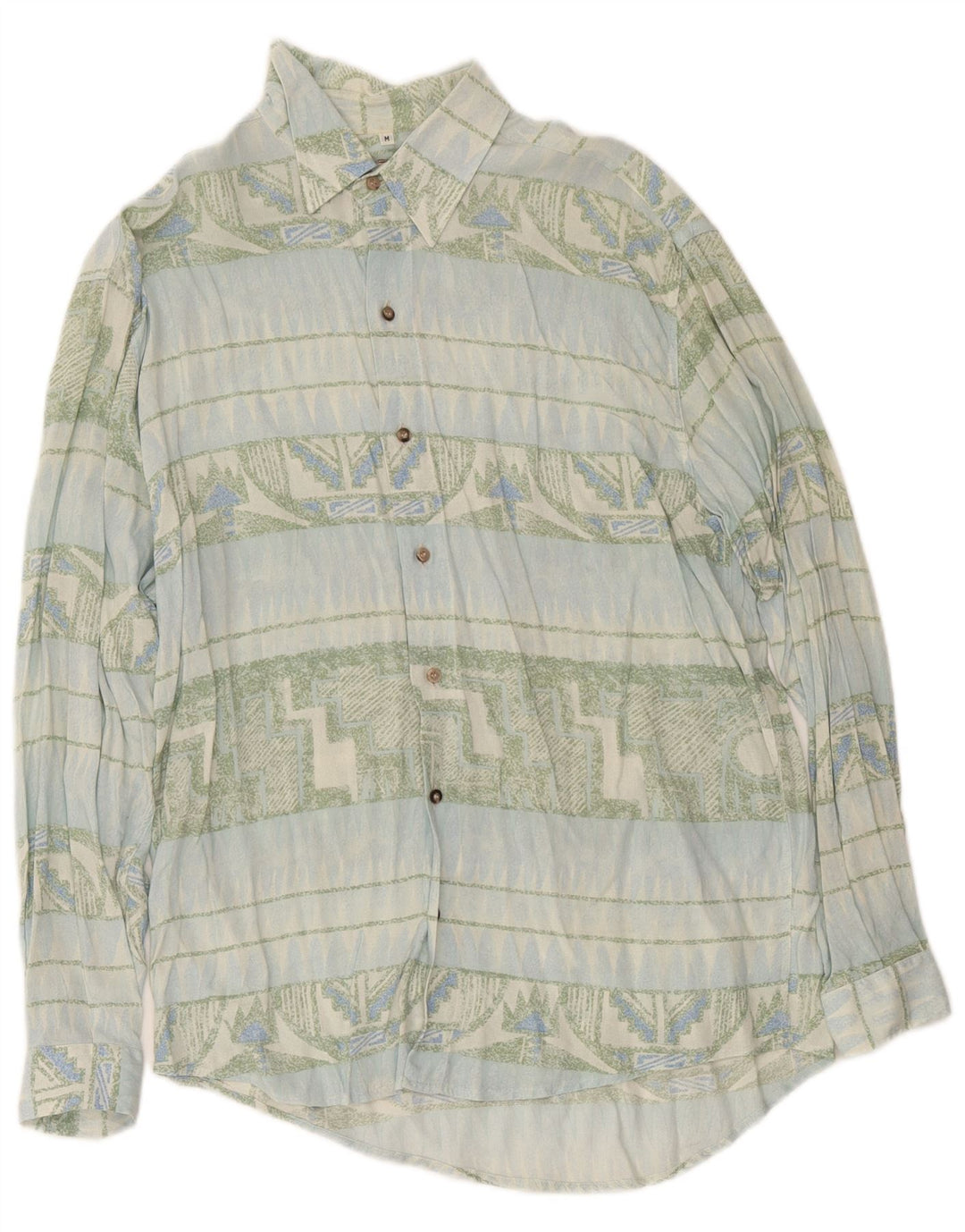 Chemise Homme Vintage Bleu Moyen Géométrique