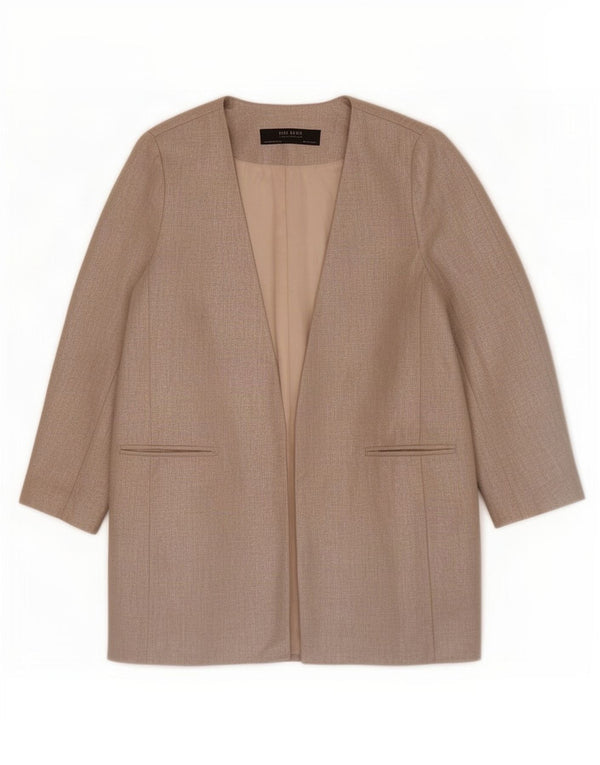 Zara Womens Open Blazer Jacket UK 14 Medium Beige Linen