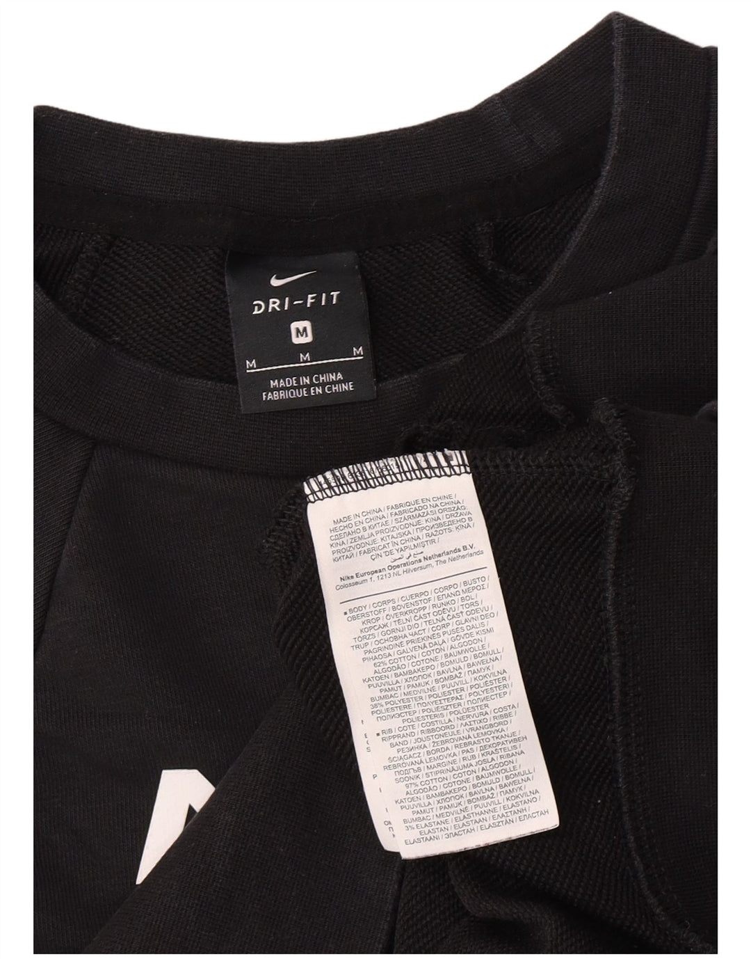 Nike Womens Crop Graphic Sweatshirt Jumper UK 14 Moyen Noir Coton