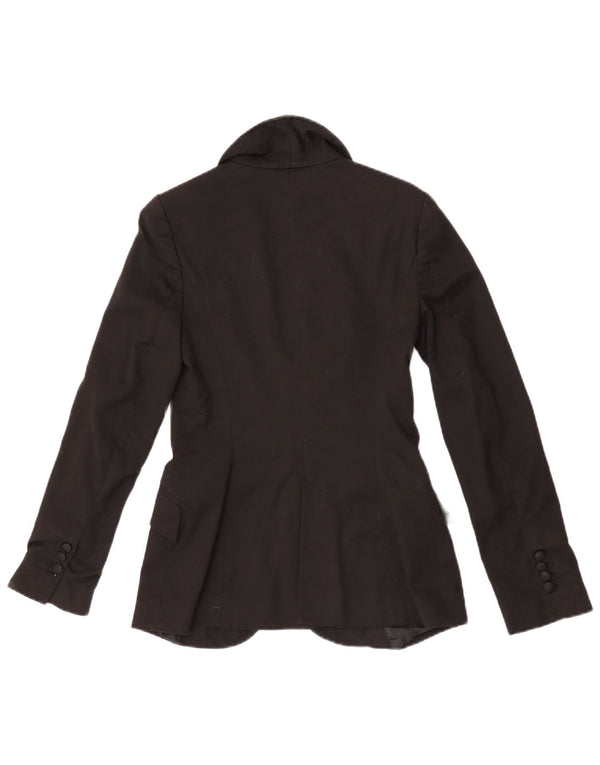 Zara Femme 1 Bouton Blazer Veste UK 10 Petit Noir Polyester
