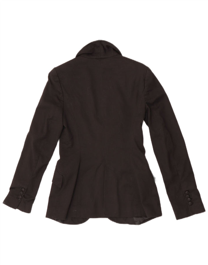 Zara Femme 1 Bouton Blazer Veste UK 10 Petit Noir Polyester