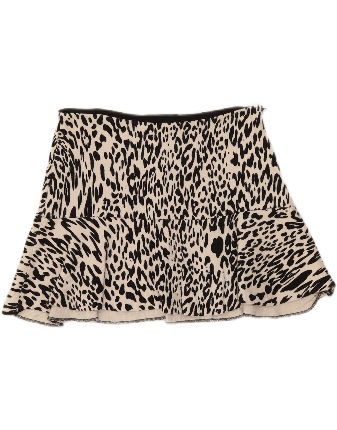 Zara Femme Mini Jupe Medium W28 Off White Animal Print
