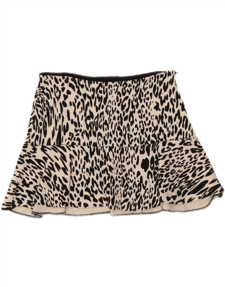 Zara Femme Mini Jupe Medium W28 Off White Animal Print