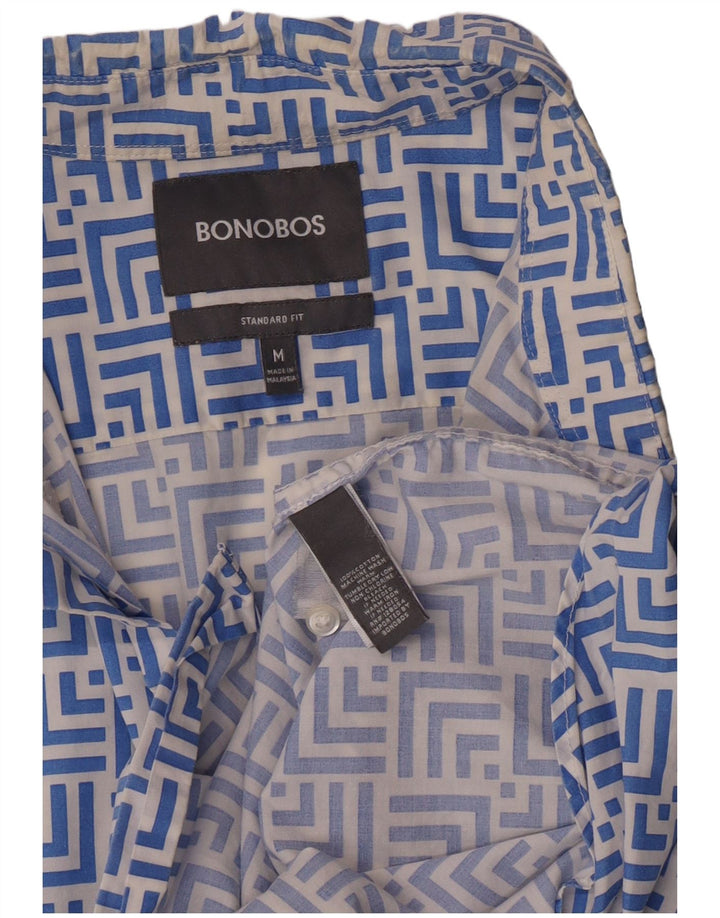 BONOBOS Chemise à manches courtes pour homme en coton géométrique bleu moyen