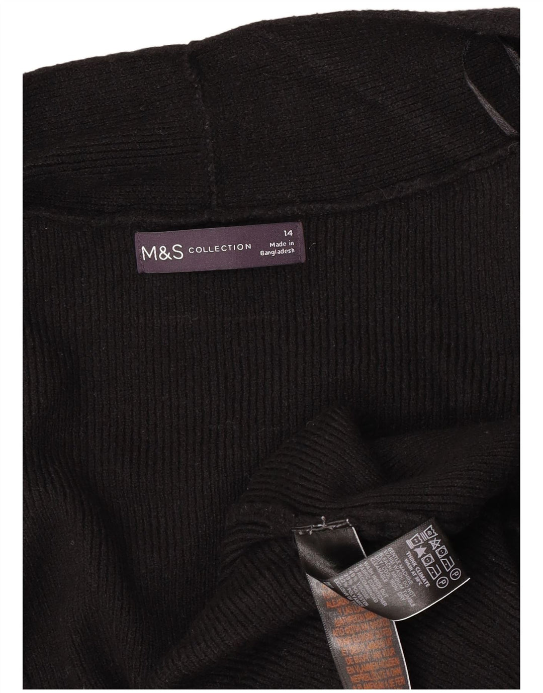 Marks & Spencer Pull cardigan ouvert long pour femme UK 14 Large Noir