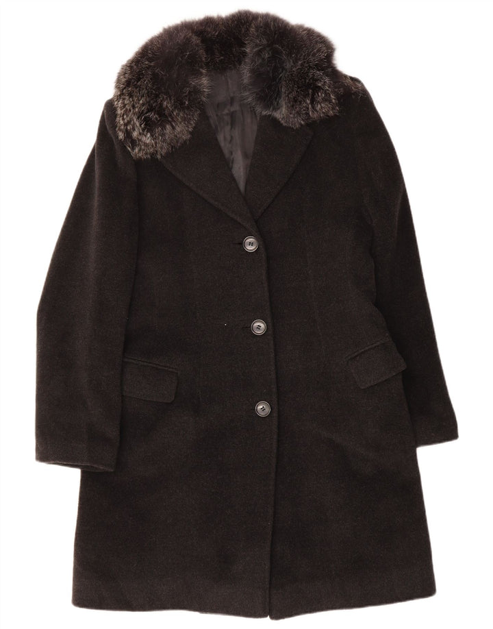 VINTAGE Womens Overcoat IT 48 XL Grey Wool