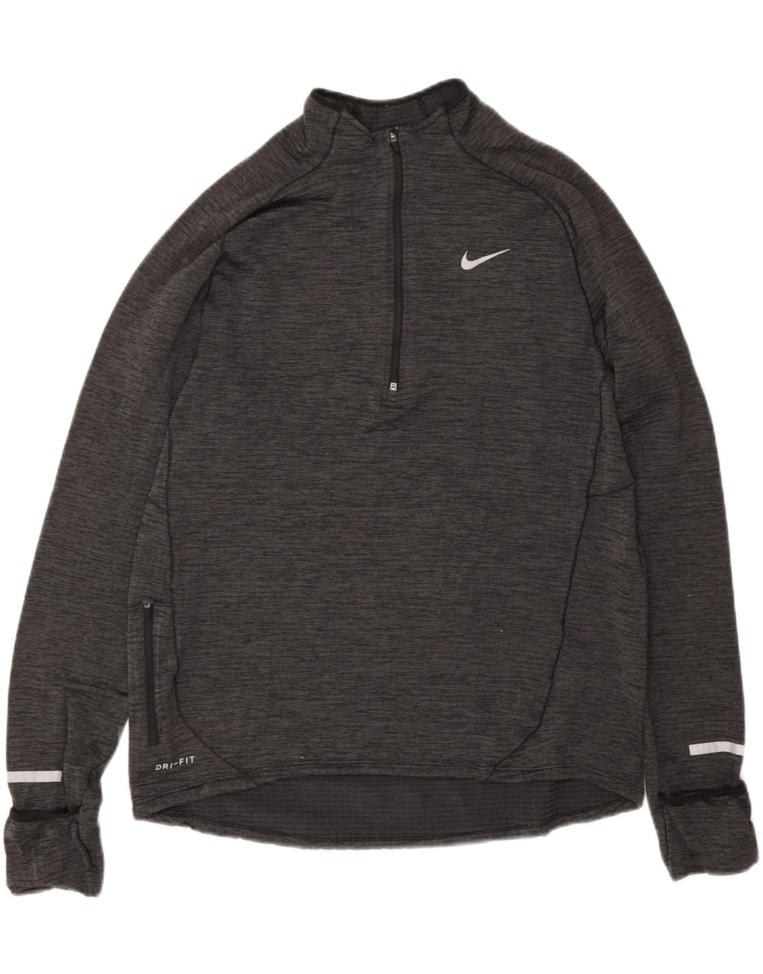 Nike Dri Fit Haut à col zippé à manches longues pour homme Gris moucheté