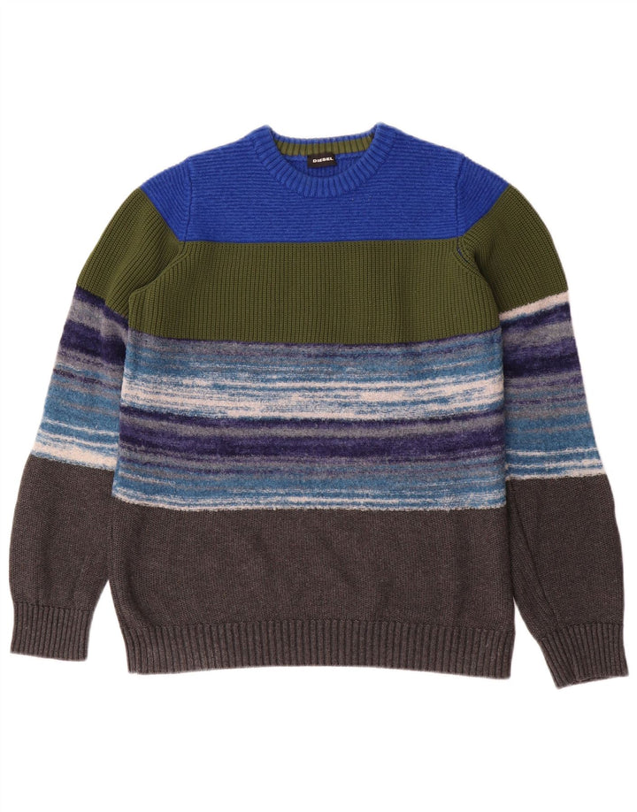 Diesel Pull ras du cou pour femme UK 14 Large Rayé Multicolore