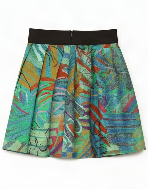 Jupe plissée femme vintage XS W24 Vert Polyester