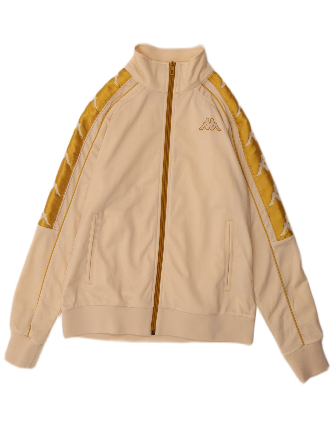 Kappa Veste de survêtement graphique pour femme UK 10 Small Beige Colourblock