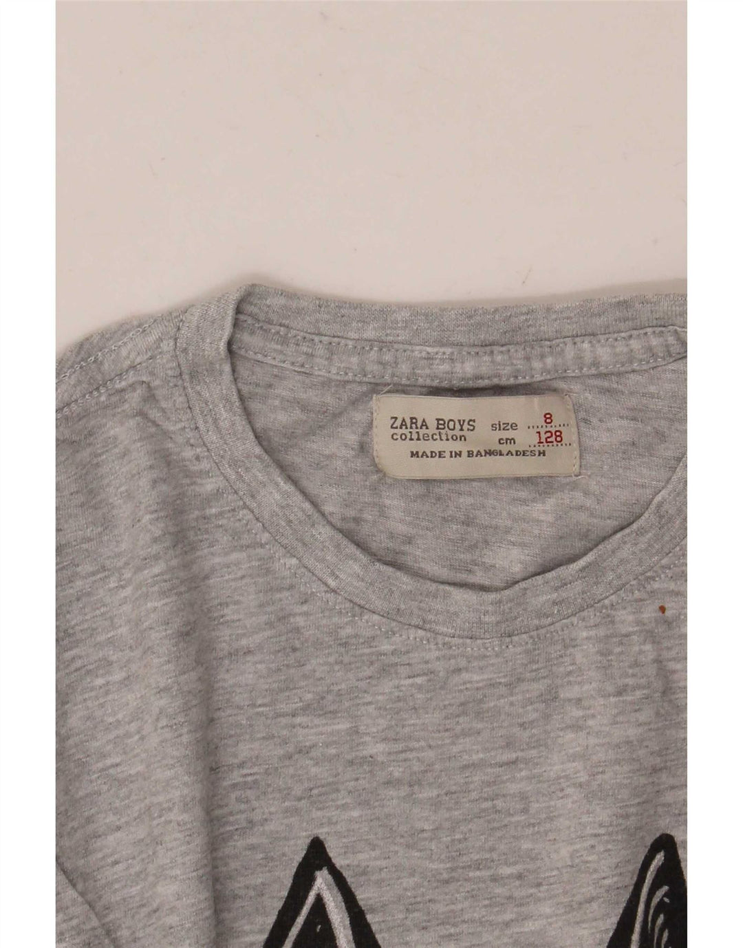 Zara Garçon Graphique T-Shirt Top 7-8 ans Gris