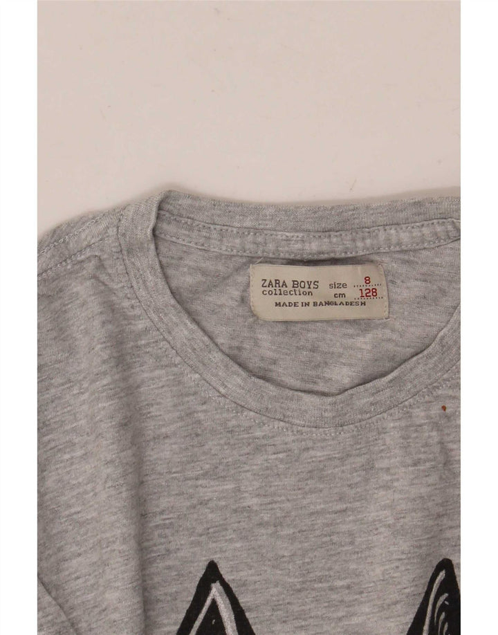 Zara Garçon Graphique T-Shirt Top 7-8 ans Gris