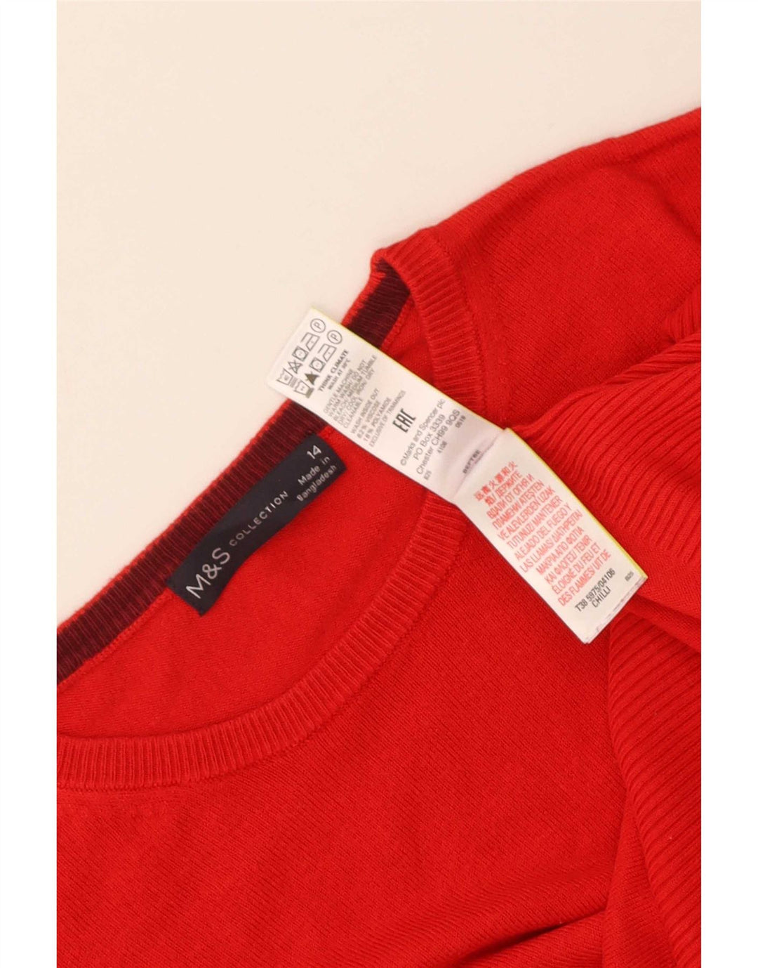 Marks & Spencer Pull ras du cou pour femme UK 14 Large Rouge Viscose