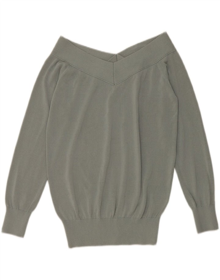 Reiss Pull à épaules dénudées pour femme UK 44 Vert moyen Viscose