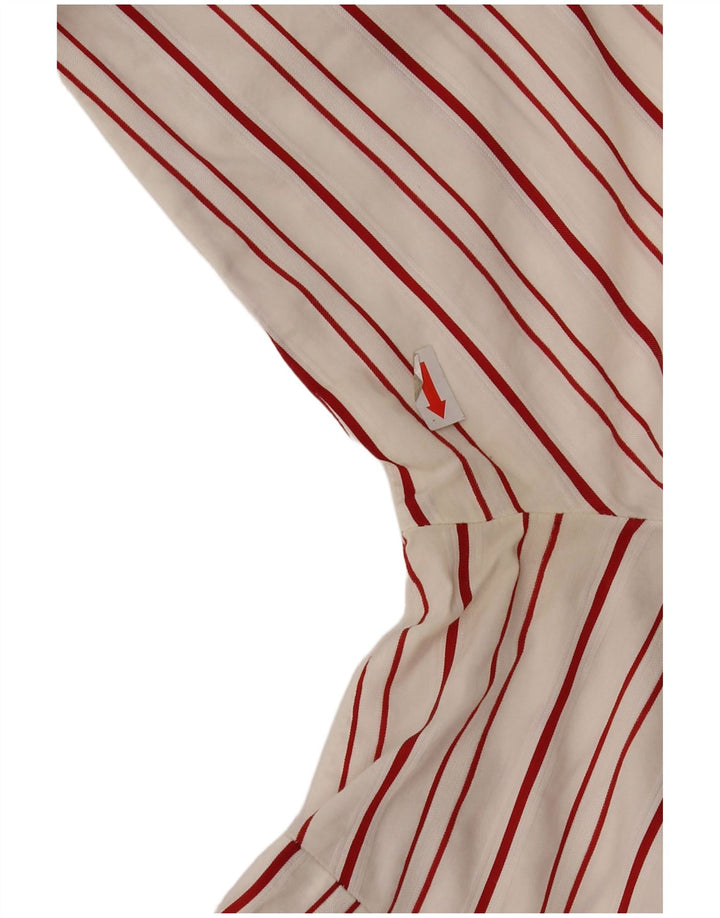 Zara Chemise pull à manches 3/4 pour femme UK 14 Large Rouge Rayé