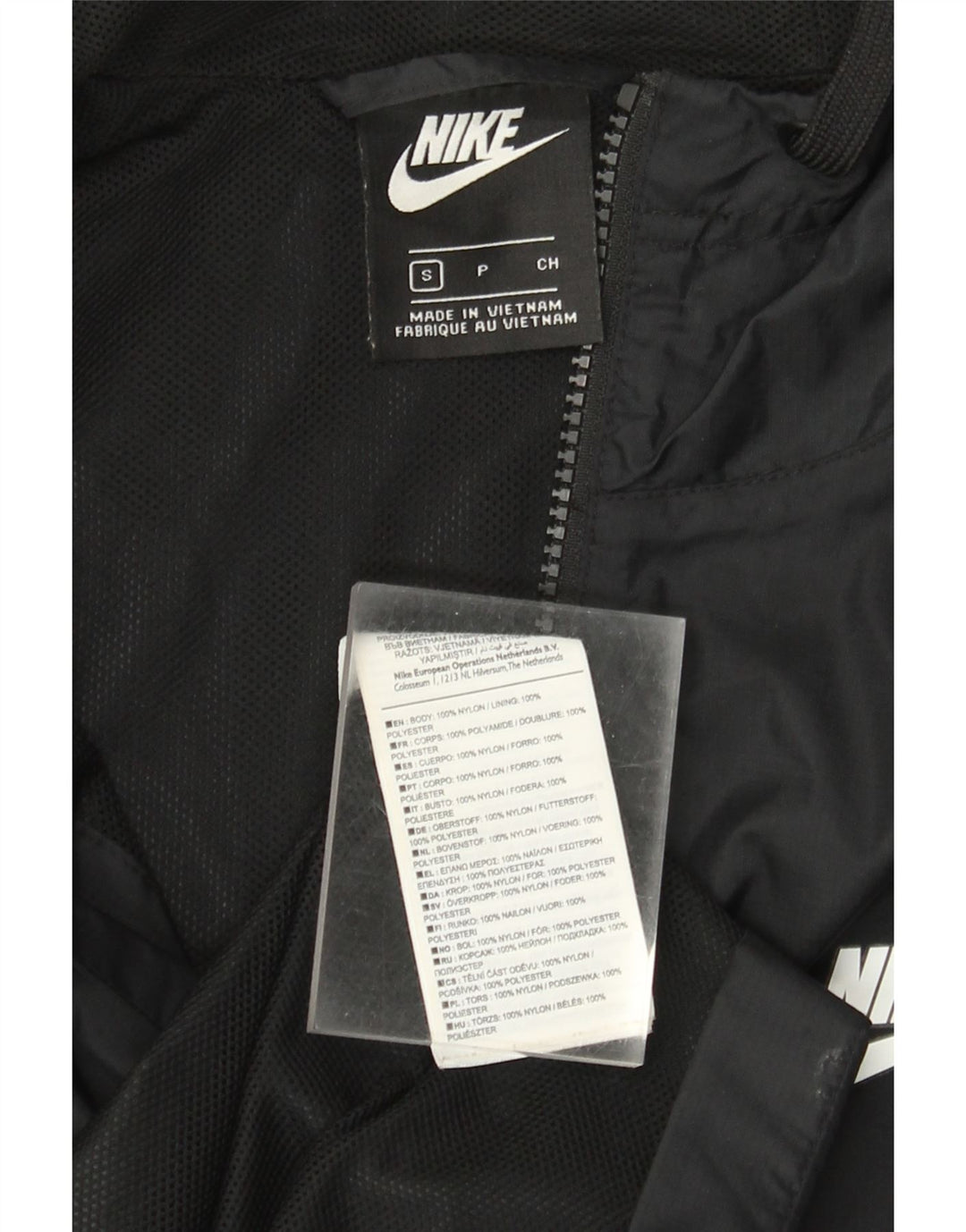 Nike Veste de pluie à capuche pour homme UK 36 Petit nylon noir