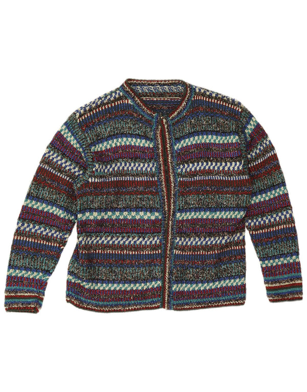 vintage Womens Open Cardigan Sweater UK 12 Moyen Multicolore Rayé