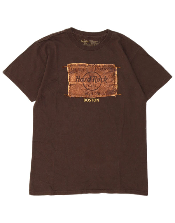 Hard Rock Cafe Hommes Boston Graphique T-Shirt Haut Petit Coton Marron