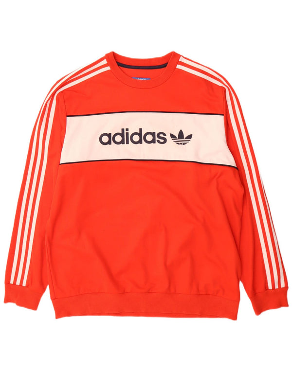 Adidas Sweat-shirt graphique pour homme XL en coton color block orange