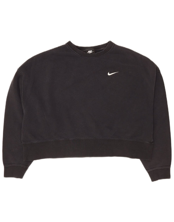 Nike Sweat-shirt court surdimensionné pour femme UK 14 en coton noir moyen