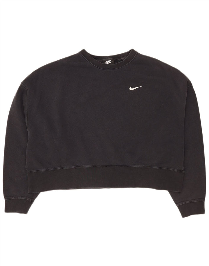 Nike Sweat-shirt court surdimensionné pour femme UK 14 en coton noir moyen