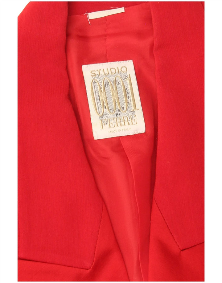 Ferre Veste blazer courte à double boutonnage pour femme UK 14 Rouge moyen