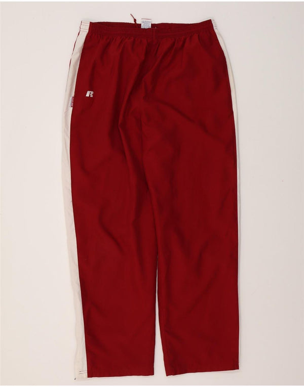 RUSSELL ATHLETIC Mens Tracksuit Trousers Large Burgundy Colourblock