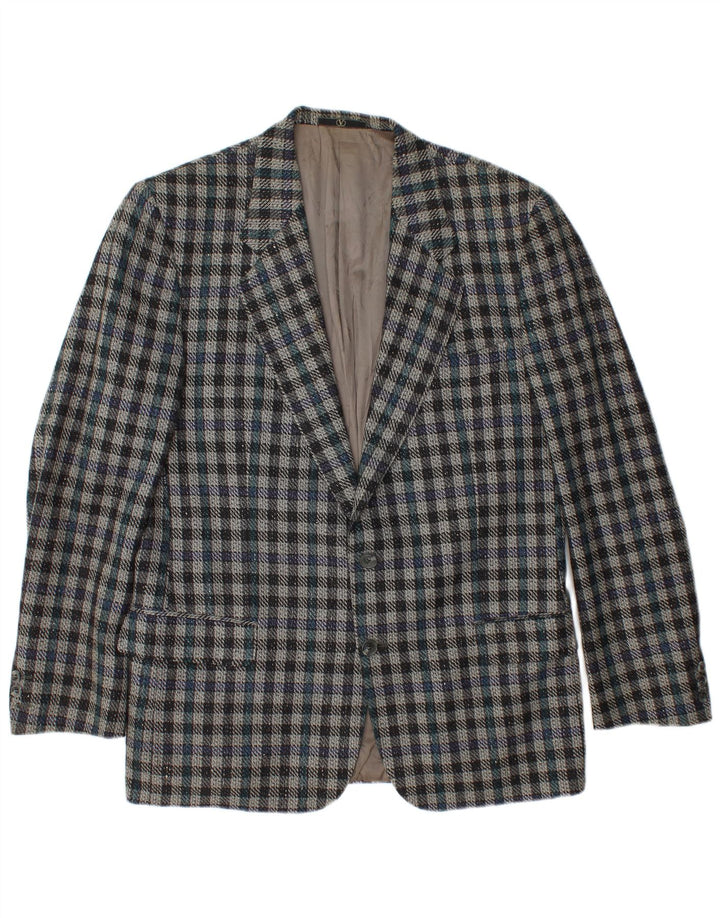 VALENTINO Veste Blazer 2 Boutons Homme IT 50 Grand Carreau Bleu Laine Vierge