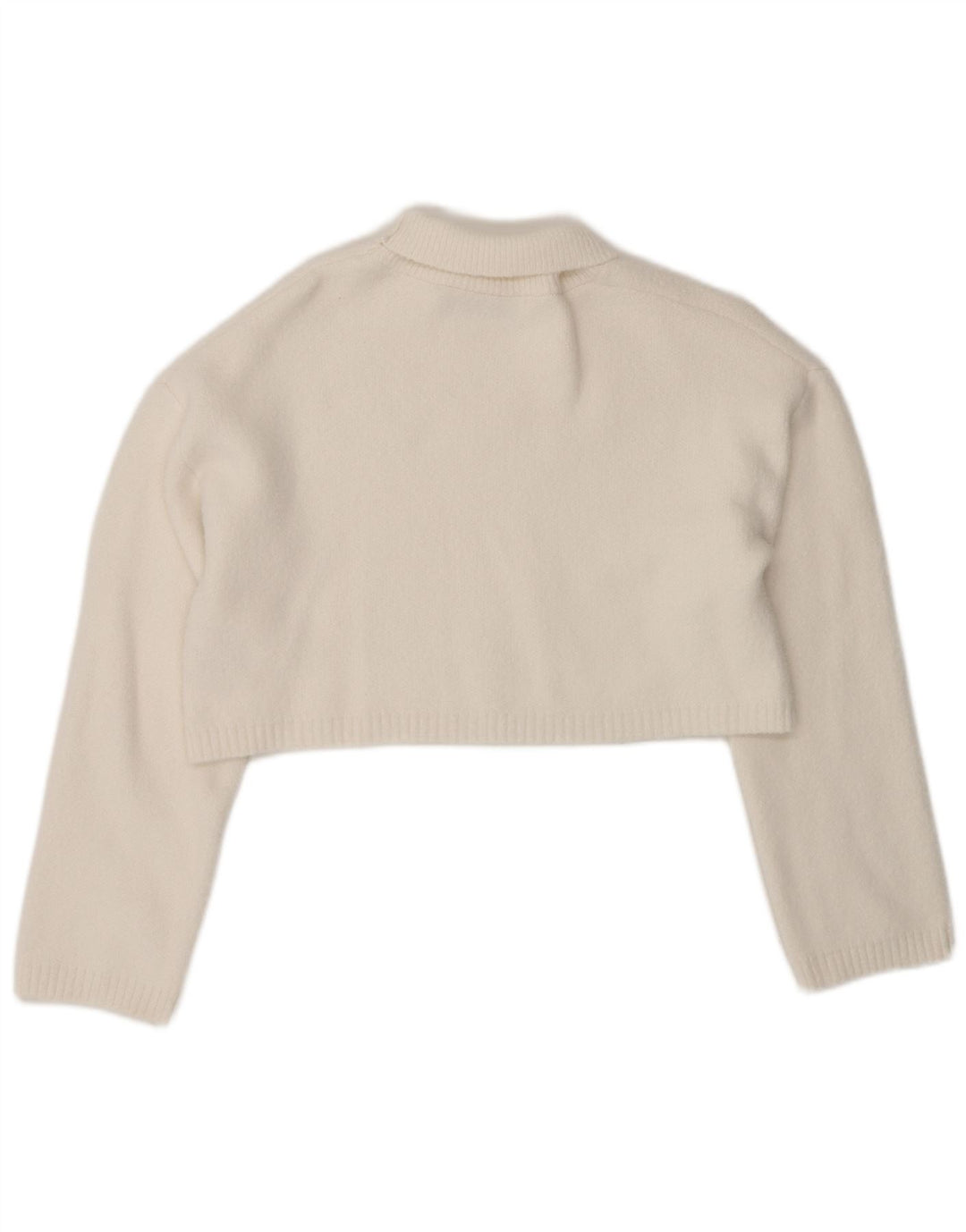 Zara Pull court surdimensionné à col roulé pour femme UK 10 Petit Blanc