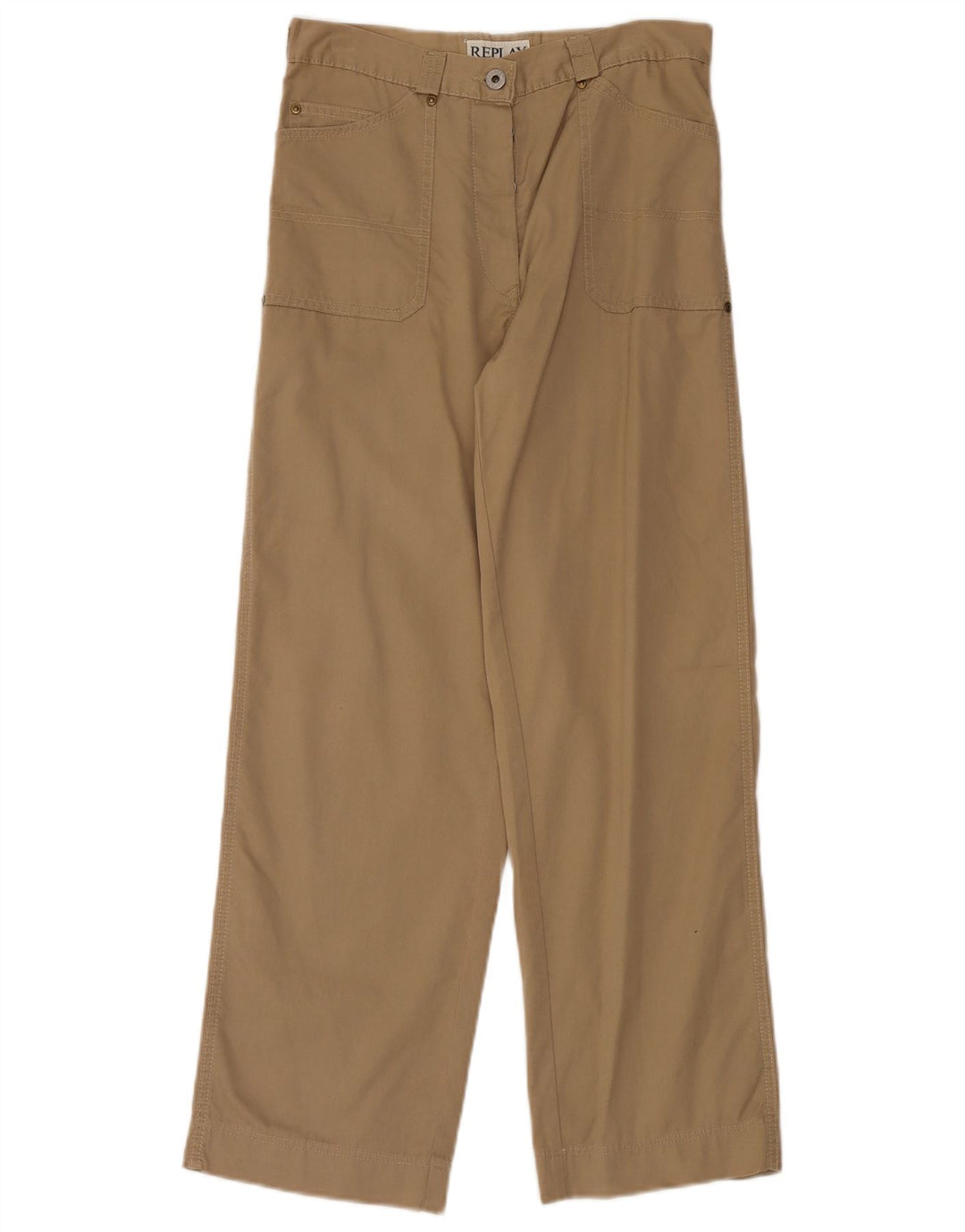 REPLAY Pantalon Cargo Droit Femme W27 L30 Beige Coton
