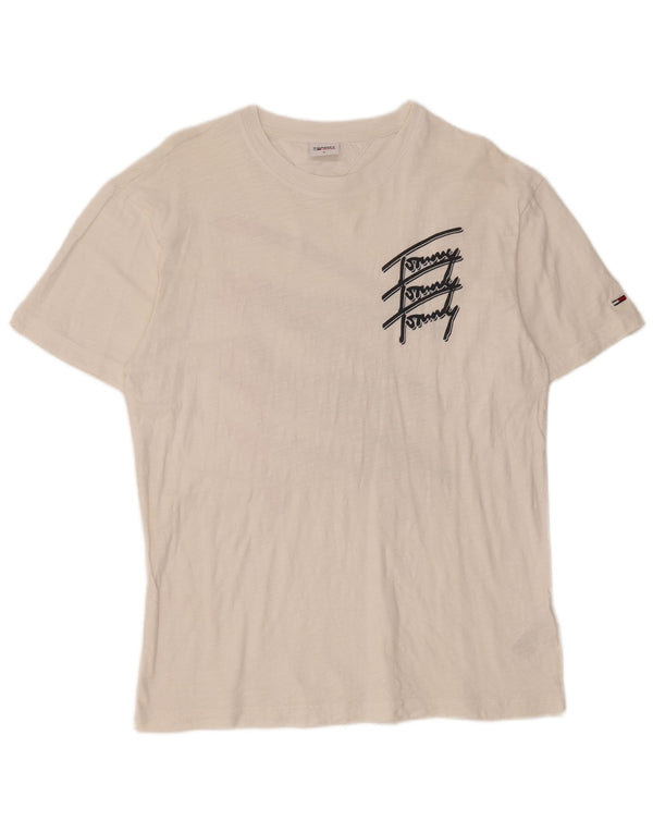 Tommy Hilfiger T-Shirt Graphique Homme Blanc Moyen Coton