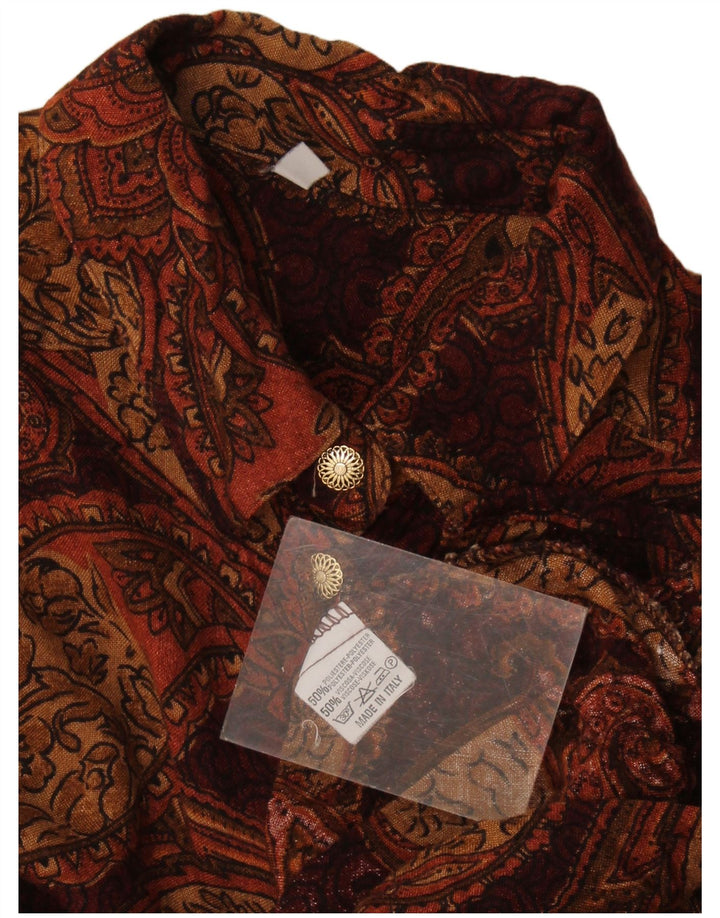 Chemise femme vintage UK 16 Grand Marron Paisley Polyester