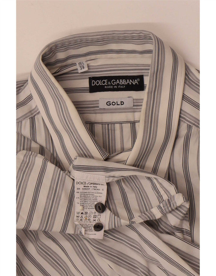Dolce & Gabbana Chemise Homme Taille 39 15 1/2 Coton Rayé Blanc Moyen